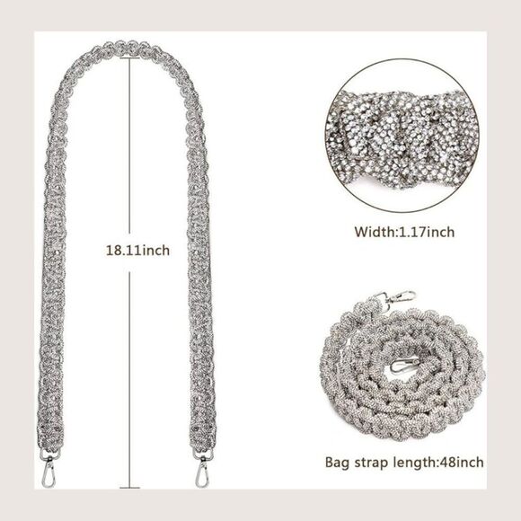 Black Diamond Sparkle Rhinestone Crystal Handbag STRAP - Picture 10 of 10
